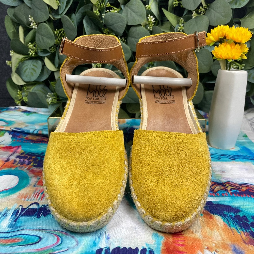 Miz Mooz Yellow Ochre Suede Espadrille Sandals – Cleo – EU Size 38 or US 7.5